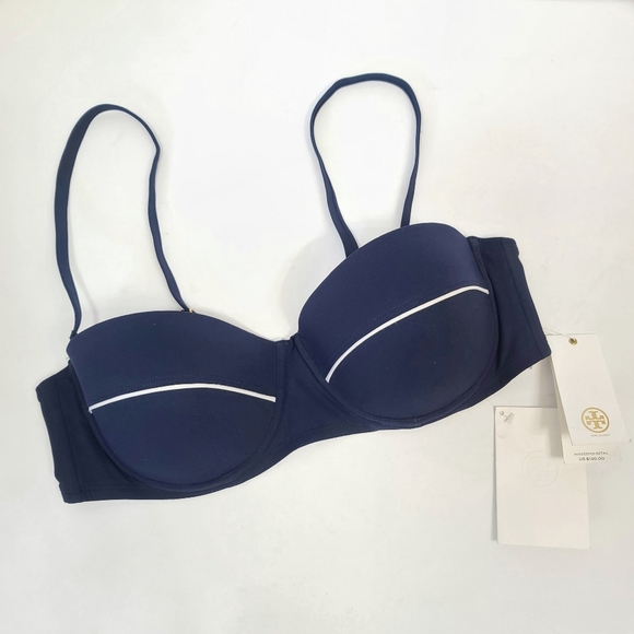 Tory Burch | Riviera Underwire Bikini Top in Navy NEW Size Large - Picture 2 of 7